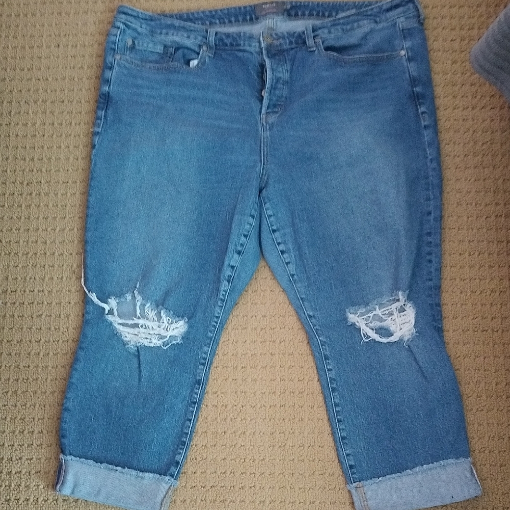 Torrid Blue Distressed Ankle Jeans